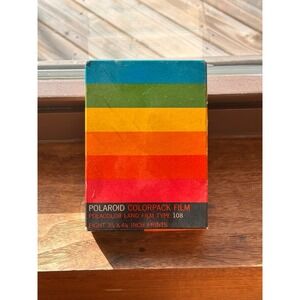 Vintage Polaroid Polacolor Land Film Type 108 Expired Aug 1974 Rainbow Box 108